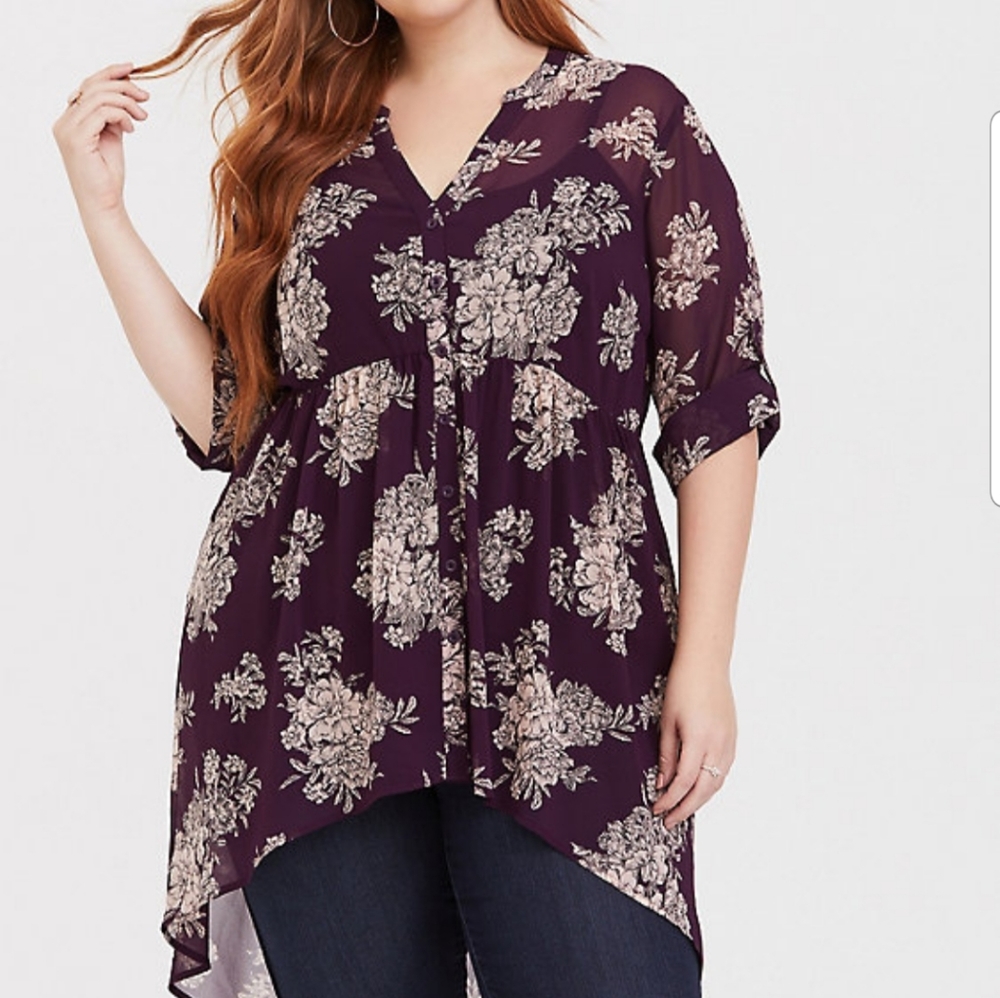 Torrid Chiffon Hi Lo Tunic Top
